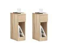 SoBuy FBT111x2 table de chevet, ensemble de 2 pièces avec tiroir pour lit à sommier, table de canapé, 2 tables d'appoint étroites, table de chevet CAFÉ