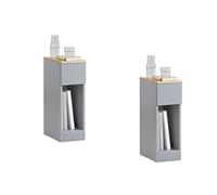 SoBuy Lot de 2 Table de Chevet Étroite avec Tiroir 20x35x60 cm | Table de Nuit avec étagère, meuble de rangement compact pour chambre et salon, Gris FBT111-HGx2