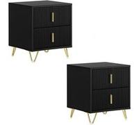 SoBuy Lot de 2 Table de Chevet - Table de Nuit avec 2 tiroirs, Table d'appoint pour Chambre à Coucher - Meuble de Rangement Moderne, Noir L40 x P40 x H47 cm FBT115-SCHx2 Noir