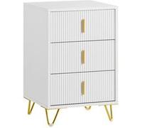 SoBuy Lot de 2 Tables de Chevet avec 3 tiroirs Blanc 40x36x63 cm Moderne FBT115-L-Wx2 Blanc