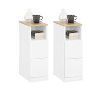 SoBuy Lot de 2 Tables de Chevet étroites avec tiroirs 20x35x60 cm | Table de Nuit Gain de Place 20 cm, rangement pour chambre et niches, Blanc FBT149-WNx2
