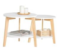 SoBuy Lot de 2 Tables Gigognes Rondes Blanches Tables Basses et d’Appoint Gain de Place pour Salon Ø50 et Ø40 cm