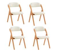SoBuy Lot de 4 chaises Pliantes Confortables en Bois 47,5×59×77 cm Cuisine | Chaise pliante d'intérieur avec assise rembourrée et housse amovible, chaise pliante de salle à manger pour salon, FST92-Wx4