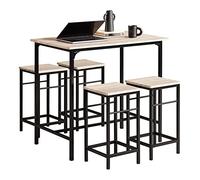 SoBuy Table de bar OGT11-N – Mange-debout avec 4 tabourets, compact pour cuisine