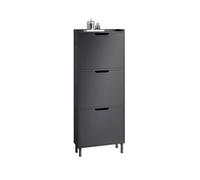 SoBuy Meuble à Chaussures 3 Abattants, Armoire d’Entrée Moderne Rangement Chaussures Étroit pour Couloir, MDF Noir 50x19x129cm