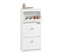 SoBuy Meuble à Chaussures 3 Abattants, Range Chaussures 12 Paires, Armoire Entrée Compacte en MDF Blanc, 53x24x117 cm