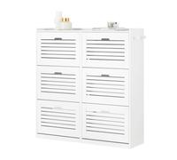 SoBuy Meuble à Chaussures à 6 Abattants, Meuble de Rangement à Chaussures, Armoire à Chaussures Coffre de Rangement avec 2 Crochets, Grande Capacité pour Entree, Couloir, 115x30x112 cm, FSR145-W