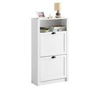 SoBuy Meuble à Chaussures Armoire d'entrée Commode 2 abattants, Coffre avec Un Espace de Rangement, FSR87-K-W
