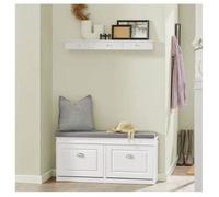 SoBuy FSR64-W Banc de Rangement à Chaussures Armoire à Chaussures 2 Abattants avec Coussin Confortable Meuble d'entrée Coffre Rangement pour Chaussures ¿ Blanc