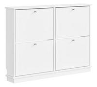 SoBuy | Meuble à chaussures blanc avec 4 portes | Rangement pour chaussures à portes rabattables | Armoire à chaussures en MDF pour entrée | 105×18×78 cm | Capacité de charge 33 kg | FSR216-W Blanc