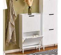 SoBuy Meuble à Chaussures d’Entrée avec 2 Abattants, Armoire Compacte pour Couloir ou Petite Entrée, Blanc 50x19x90 cm
