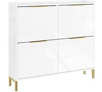 Sobuy meuble à chaussures entrée armoire à chaussures ultra fin 19cm - blanc brillant et or, anti-basculement, 100x19x90cm, fsr206-gw