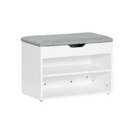 SoBuy Banc à Chaussures avec Rangement - Meuble Chaussure Entrée avec Coussin Confortable - Banc Rangement Chaussures à 2 Étages - pour Meuble d’Entrée, Gris, 60x30x44 cm, 120kg - FSR25-HG