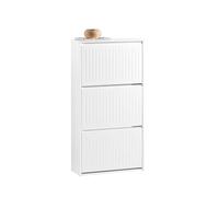 SoBuy Meuble à Chaussures Meuble d'entrée Meuble de Rangement à Chaussures avec 3 Abattants pour Petite Entrée Couloir, Blanc, LPH 61x26x120 cm, FSR165-H-W