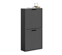 SoBuy Meuble à Chaussures Suspendu - Armoire à Chaussures, Meuble Chaussures - Installation Horizontale ou Verticale - pour Entrée, Derrière la Porte, Couloir, Noir, 50x19x100cm, FSR204-SCH