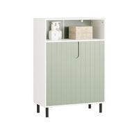 SoBuy Meuble Bas de Salle de Bain Meuble de Rangement 60x30x87 cm | Placard de Rangement Salle de Bain, Armoire Toilette avec 1 Compartiment Ouvert et 2 Portes, Vert BZR138-GR