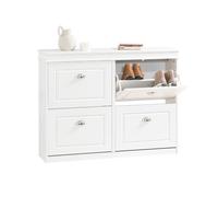 SoBuy Armoire à chaussures FSR79-W – 4 abattants, 16 paires, 105x24x83 cm, blanc