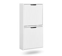 SoBuy Meuble Chaussure Mural Blanc 50x19x100cm pour entrée | Montage horizontal ou vertical, profondeur 19cm, fixation murale anti-basculement, rangement pour 4 paires FSR204-W