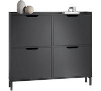 SoBuy Meuble chaussures 4 abattants étroit pour petits espaces, rangement entrée et couloir, design moderne noir 60x19x104 cm