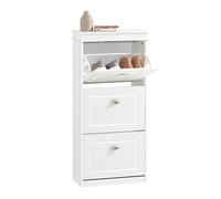 SoBuy Meuble Chaussures avec 3 abattants 53x24x117cm pour entrée | Armoire à chaussures pour 12 paires, MDF E1 FSC, séparateurs réglables, dos semi-ouvert, blanc FSR94-W