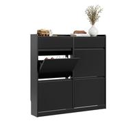 SoBuy Meuble Chaussures avec 4 abattants et 2 tiroirs 19 cm Entrée | Grande capacité de rangement, armoire étroite idéale pour entrée, couloir, petits appartements et espaces réduits, FSR169-SCH