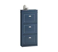 SoBuy Meuble Chaussures Bleu avec Tiroir et Crochets - Meuble à Chaussure 3 Abattants - Rangement Chaussure pour 12 Paires - Meuble Chaussures Entrée Compact 24cm Profondeur MDF 53x24x118cm - FSR94-B