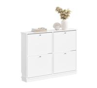 SoBuy Meuble Chaussures étroit 18 cm de Profondeur Entrée | Pour chaussures jusqu'à taille 47, gain de place exceptionnel pour studios, couloirs et petits espaces modernes, FSR216-W