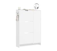 SoBuy Meuble Chaussures Fin 24 cm Design Nordique pour Entrée | Armoire à rabat, grande capacité 12 paires + 3 rangements latéraux, parfait pour entrée, couloir et petits espaces, FSR220-W