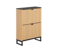 SoBuy Meuble Chaussures Fin 60x24x88cm pour Entrée | Meuble à chaussures compact design scandinave pour 8-12 paires, noir et bois clair FSR202-N