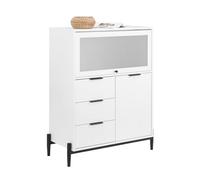 SoBuy Meuble Chaussures, Meuble Entrée, Commode, Armoire de Rangement, Buffet Multifonctionnel pour Entrée, Salon et Cuisine, Meuble de Rangement avec 3 Tiroirs et 2 Portes, L86xP40xH108 cm, FSB94-W