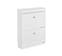 SoBuy Meuble Chaussures Moderne Meuble à Chaussures Gain de Place, Profondeur 24 cm, tiroir Pratique et sécurité Anti-basculement pour Couloir étroit, Blanc 75x24x96 cm, FSR78-L-W