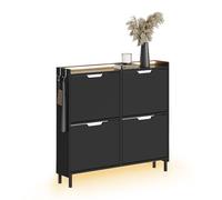 SoBuy Meuble Chaussures Suspendu avec LED 19 cm pour Entrée | Rangement élégant pour entrée et couloir, design moderne avec éclairage LED, idéal pour petits espaces, FSR100-E-SCH