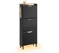 SoBuy Meuble Chaussures Suspendu avec LED 19 cm pour Entrée | Rangement élégant pour entrée et couloir, design moderne avec éclairage LED, idéal pour petits espaces, FSR151-H-E-SCH