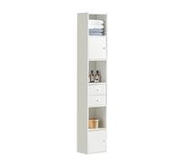 SoBuy Meuble Colonne de Salle de Bain Armoire de Rangement Placard de Rangement Armoire sur Pied avec 2 Portes et 2 Tiroirs Blanc 33x24x188cm, STR10-W