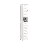 SoBuy Meuble Colonne Salle de Bain Armoire Rangement Haute avec 2 Portes, 1 Tiroir et Niche Ouverte Meuble de Rangement pour Salle de Bain,WC, SDB, Toilette ou Cuisine 32x170x30cm FRG236-W
