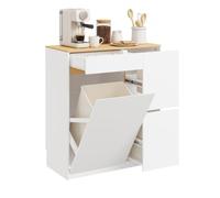 SoBuy Meuble Cuisine avec Coin café, tri et Rangement, 80×38×90 cm | Caisson de Bureau avec 2 tiroirs, abattant, env. 70 L, retrait de plinthe, PB, pour tri et rangement, FSB111-WN