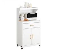 SoBuy Meuble de cuisine FSB12-W - plan de travail, roulettes, tiroir et placard, blanc