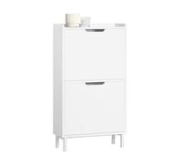SoBuy Meuble d’Entree avec 2 Abattants, Armoire à Chaussures Moderne,Range Chaussures Étroit pour Petite Entrée ou Couloir 50x19x91cm Blanc FSR151-W