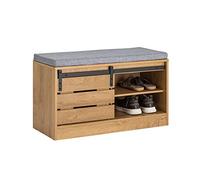SoBuy Meuble de Rangement à Chaussures Armoire à Chaussures Commode à Chaussures Meuble d'entrée Coffre Rangement pour Chaussures avec Porte de Grange coulissante, 80x35x48 cm, FSR120-N