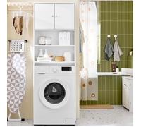 SoBuy Blanche Brillante Meuble Salle de Bain Colonne de Rangement - Petit Meuble Salle de Bain Étroit 20x20x180cm vec Tiroir et 6 Étagères - Armoire Salle de Bain et Meuble WC Gain de Place BZR167-GW