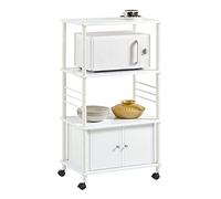 SoBuy Meuble de Rangement Roulant pour Cuisine, Desserte à roulettes en Bois pour Micro-Onde Vintage, Four, Cafetière, Chariot de Cuisine FRG12-W Blanc 60x40x110 cm