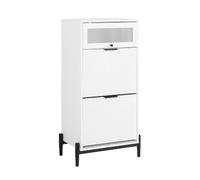 SoBuy Meuble d'Entrée à 2 Abattants et Porte-Verres, Blanc