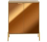SoBuy Meuble d’Entrée Doré avec Miroir, Buffet Commode Élégant à 5 Compartiments Réglables pour Salon, Chambre, 83x38x100cm