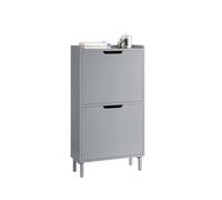 SoBuy Meuble d'entrée avec 2 abattants 50x19x91cm pour entrée | Armoire à chaussures moderne, profondeur 19cm, MDF E1, anti-basculement, rangement vertical pour 4-6 paires, gris FSR151-HG