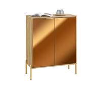SoBuy Meuble d'entrée avec Miroir 83x38x100cm pour entrée | Buffet commode avec 5 compartiments réglables, porte miroir, design élégant doré, charge 80kg FSB96-G