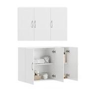 SoBuy Meuble Haut Cuisine avec 3 Portes & Étagères Réglables MDF Blanc