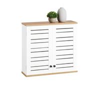 SoBuy Meuble Haut Salle de Bain avec Étagère Réglable 60x56x19 cm Blanc | Armoire Suspendu avec Portes Persiennes, Étagere Murale pour Salle de Bain, Cuisine et Entrée, Armoire à Pharmacie, BZR42-W