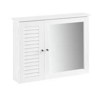 SoBuy Armoire Murale de Salle de Bain Meuble Salle de Bain Suspendu Blanc, 60 x 15 x 49 cm, Etagere Murale Design 2 en 1 avec Miroir et Étagères Réglables, Solution Idéale pour Petits Espaces BZR55-W