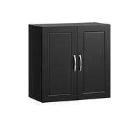 SoBuy Meuble Haut Salle de Bain Noir avec Étagère Réglable 60x30x60 cm