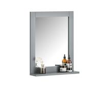 SoBuy Meuble Haut Suspendu Salle de Bain avec Miroir 40x49x10cm Gris Clair | Armoire Murale, Étagère Murale de Rangement Compacte, Idéal pour Salle de Bain, WC, Buanderie FRG129-SG